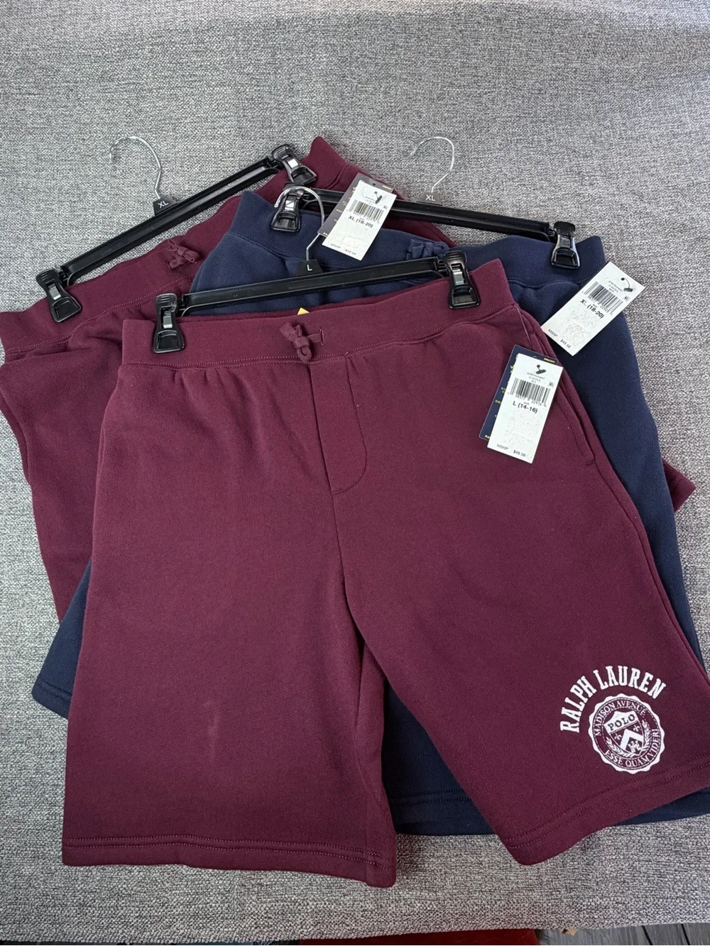 Ralph Lauren Young Burgundy&Navy Shorts Set of 1-SzL(14-16), 2-szXl(18-20)